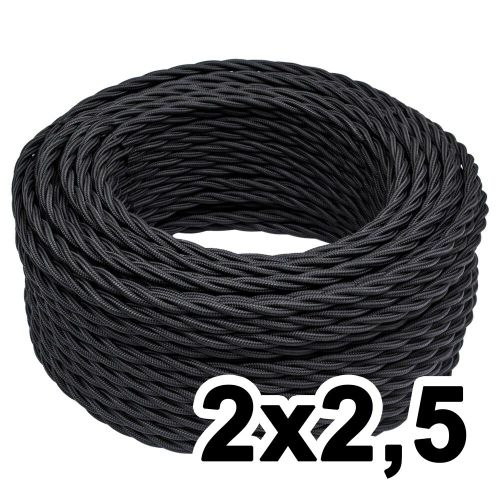 Витой провод двухжильный, 2х2.5, 220В, 50м, черный, Jantera, JTW.722.TM01.050