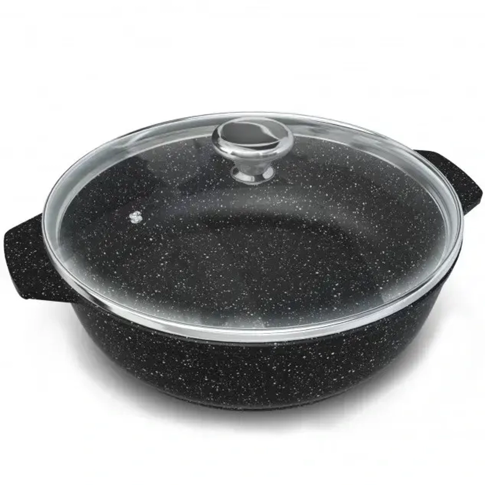 Жаровня литой алюминий 2,5л «Neva Granite» со стекл. крышкой NG6525