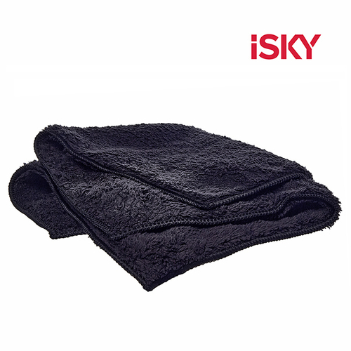 Полотенце для ухода за автомобилем iSky, 40х40 см, микрофибра, черный, 500г/м2 IMT4040