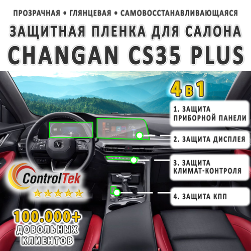 Changan CS35 PLUS (2021) - комплект защитных пленок 4 в 1. Пленка защитная ControlTek HYBRID со слоем TOP COAT. Толщина: 6 mil. (175 мкм.)