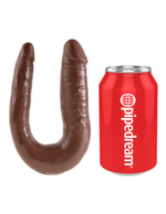 Двусторонний коричневый дилдо King Cock U-Shaped Small Double Trouble Brown (Цвет: коричневый)