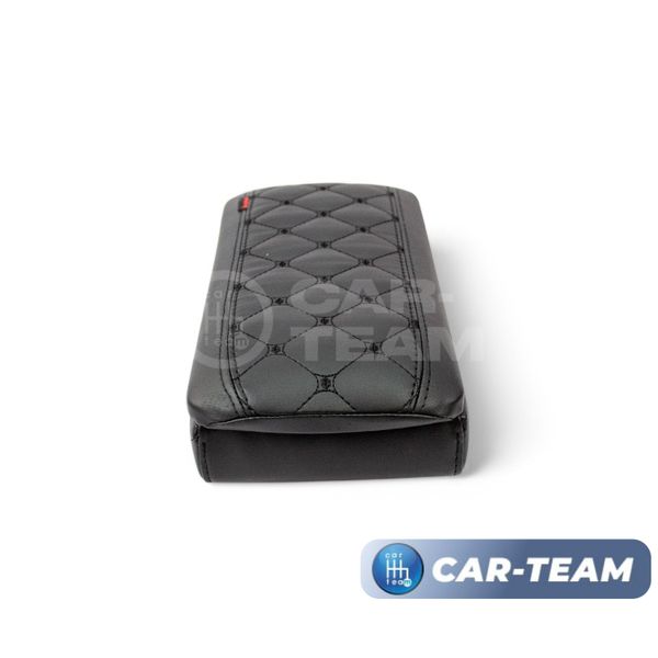 Подлокотник с боксом Лада X-Ray (без регулировки сиденья по высоте), Renault Logan 2, Sandero 2, Duster 2 (с регулировкой по высоте) из экокожи с узором - черный ромб, "Аламар"