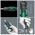 АКЦИЯ ДЕШЕВЛЕ 2026! Динамометрическая отвертка WERA Kraftform Safe-Torque Speed 7515 2-6 Нм, надёжный механизм срабатывания ключа с быстрым переключением на реверс и 5 значений момента затяжки по выбору 2-6 Нм и с 1 фиксированным положением WE-075815