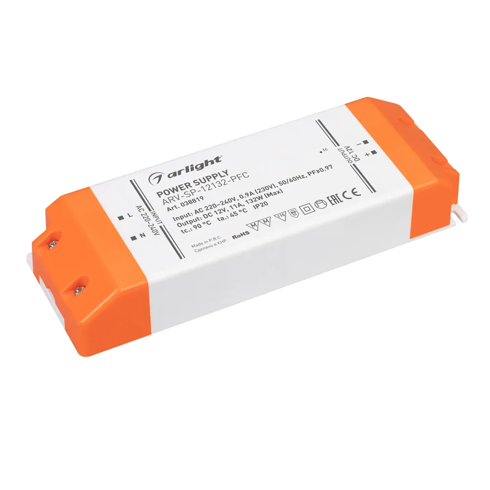 Блок питания ARV-SP-12132-PFC (12V, 11A, 130W) (Arlight, IP20 Пластик, 5 лет) Блок питания ARV-SP-12132-PFC (12V, 11A, 130W) (Arlight, IP20 Пластик, 5 лет)