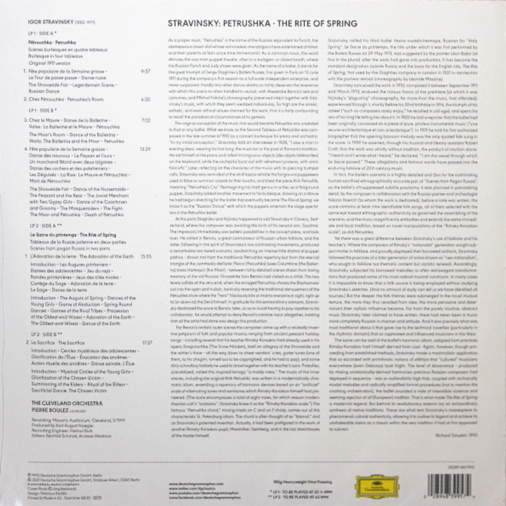 Pierre Boulez, The Cleveland Orchestra / Igor Stravinsky: Petrouchka - Le Sacre Du Printemps (2LP)
