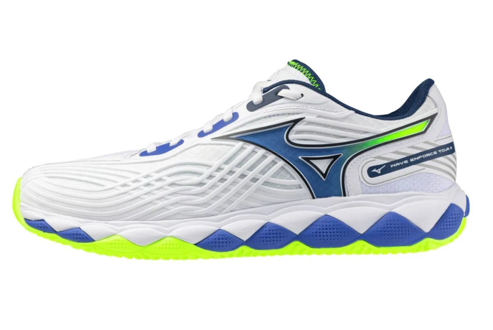 Теннисные кроссовки Mizuno Wave Enforce Tour 2 CC - white/dazzling blue/light yellow