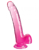 Розовый фаллоимитатор с мошонкой на присоске 9’’ Cock with Balls - 24,8 см. (Цвет: розовый)