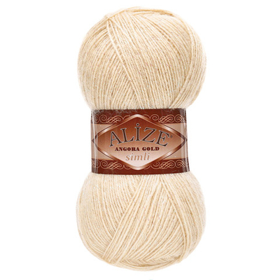 Пряжа Alize (Ализе) Angora Gold Simli / уп.5 мот. по 100 г, 500м, 067 экрю A