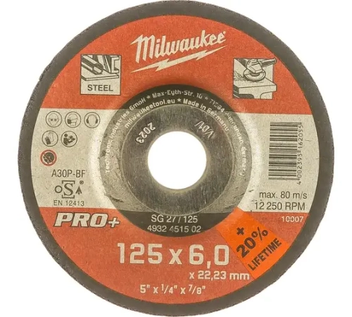Диск шлифовальный по металлу PRO+ 125*6,0*22,2 SG27