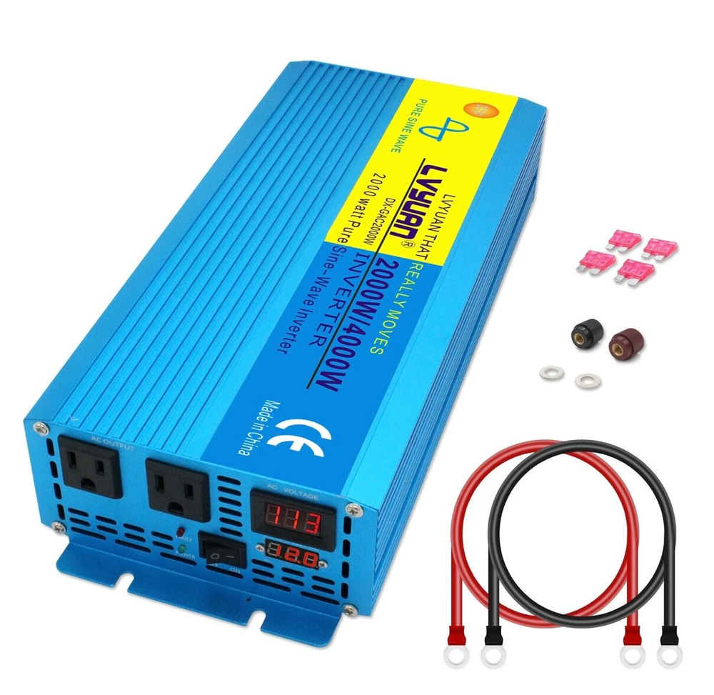 Инвертор 12V-220V 4000W чистый синус (синий) Lvyuan