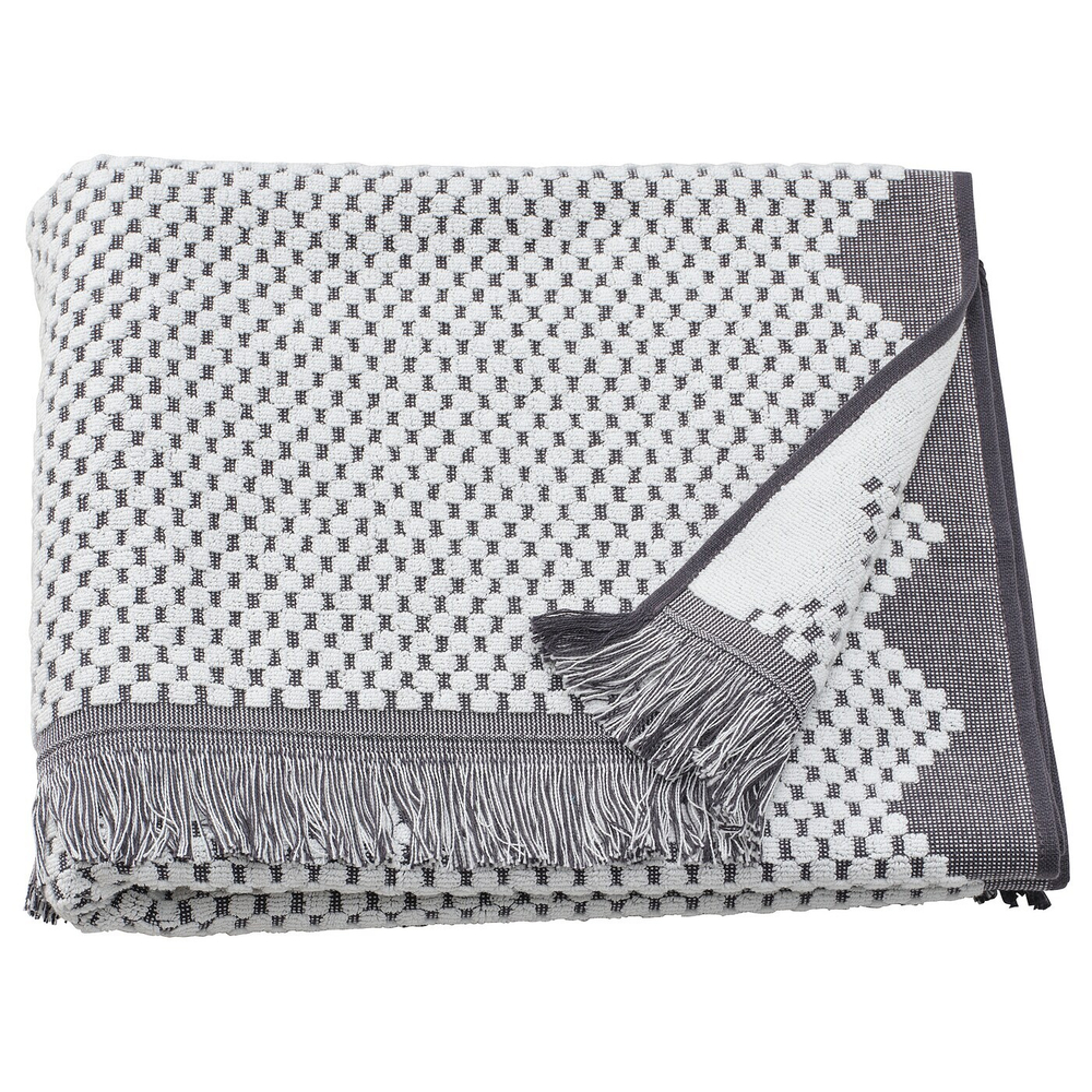 IKEA FJÄLLSTARR  (ИКЕА ФЙÄЛЛСТАРР)  -  Банное полотенце, белый/серый, 70x140 см