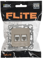 FLITE Розетка 2-местная компьютерная RJ45 категория 5Е UTP РК5е-2-0-ФлЛ льняной IEK