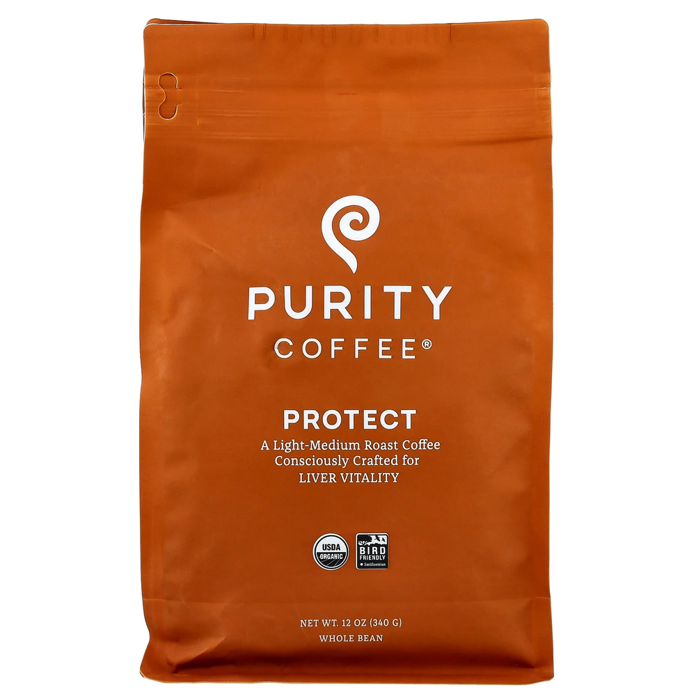 Purity Coffee, Protect, цельные бобы, легкая и средняя обжарка, 340 г (12 унций)