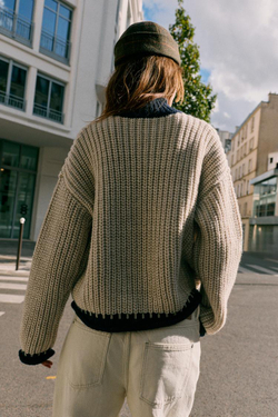 ZARA КАРДИГАН С КОНТРАСТНОЙ ОТДЕЛКОЙ, СВЕТЛЫЙ-ЖЕЛТО-КОРИЧНЕВЫЙ