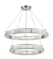 Люстра подвесная светодиодная NewRgy D2107-DW-6+8 CHROME, 80 Вт, хромированная