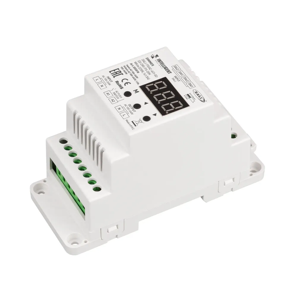 INTELLIGENT ARLIGHT Диммер DALI-TRIAC-601-82-D2-DRI-PS-DIN White (230V, 1x1.5A) (IARL, IP20 Пластик, 5 лет)