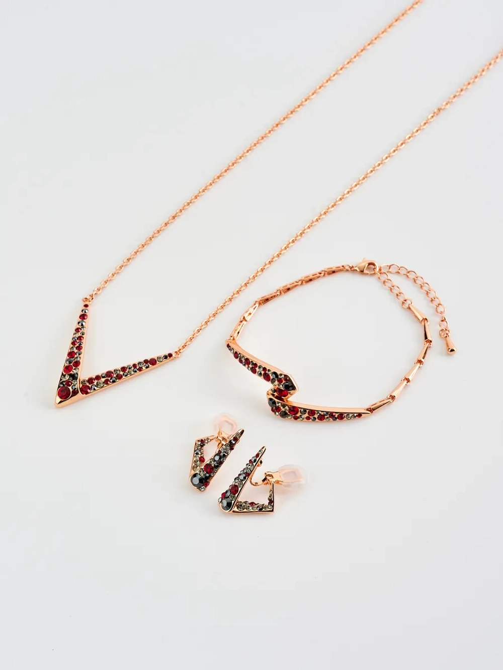 Браслет Молния с красно-серыми кристаллами Swarovski