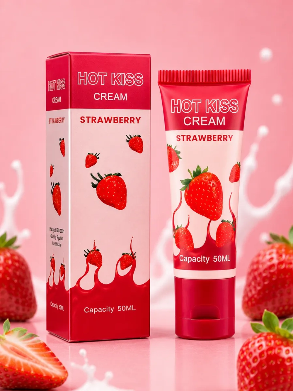 Крем-лубрикант HOT KISS с ароматом и легким согревающим эффектом 100ml (Клубника)