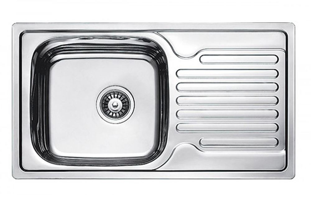 Мойка кухонная врезная 302B, 760x420x180, 0,8мм, выпуск 3 1/2, нержавейка, полированная, в комплекте — купить в Якутске | Все для мебели