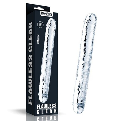 Прозрачный двусторонний фаллоимитатор Flawless Clear Double Dildo - 30 см. (Цвет: прозрачный)