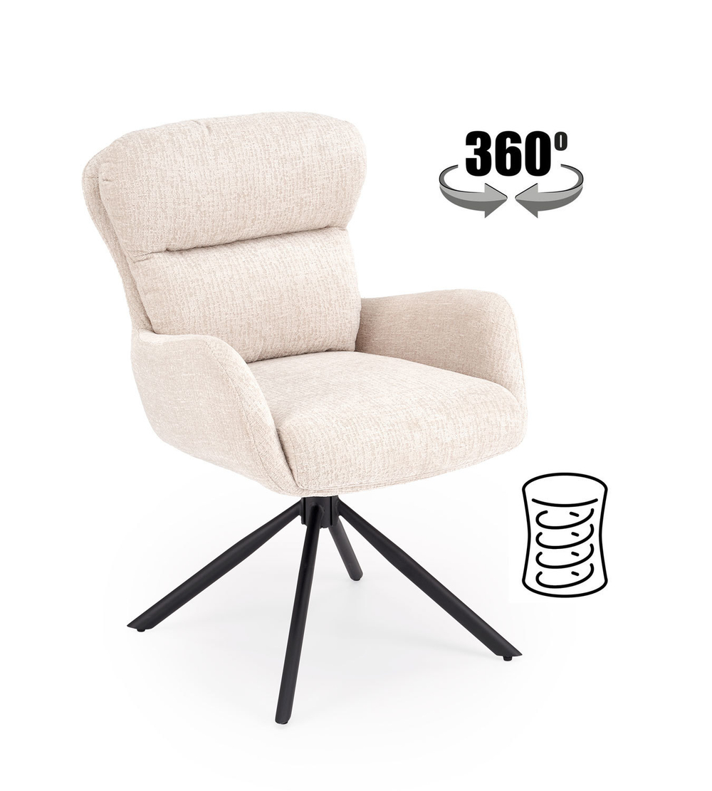 Стул HALMAR K593 светло-бежевый/черный, поворотный