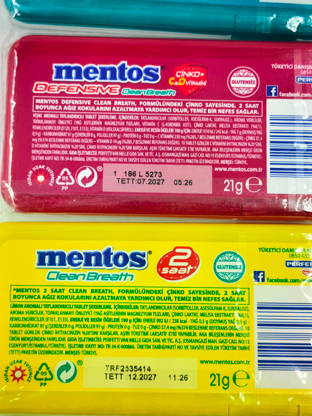 MENTOS набор освежающих пастилок CleanBreath с цинком, без сахара, (5 шт. по 21 г), Турция