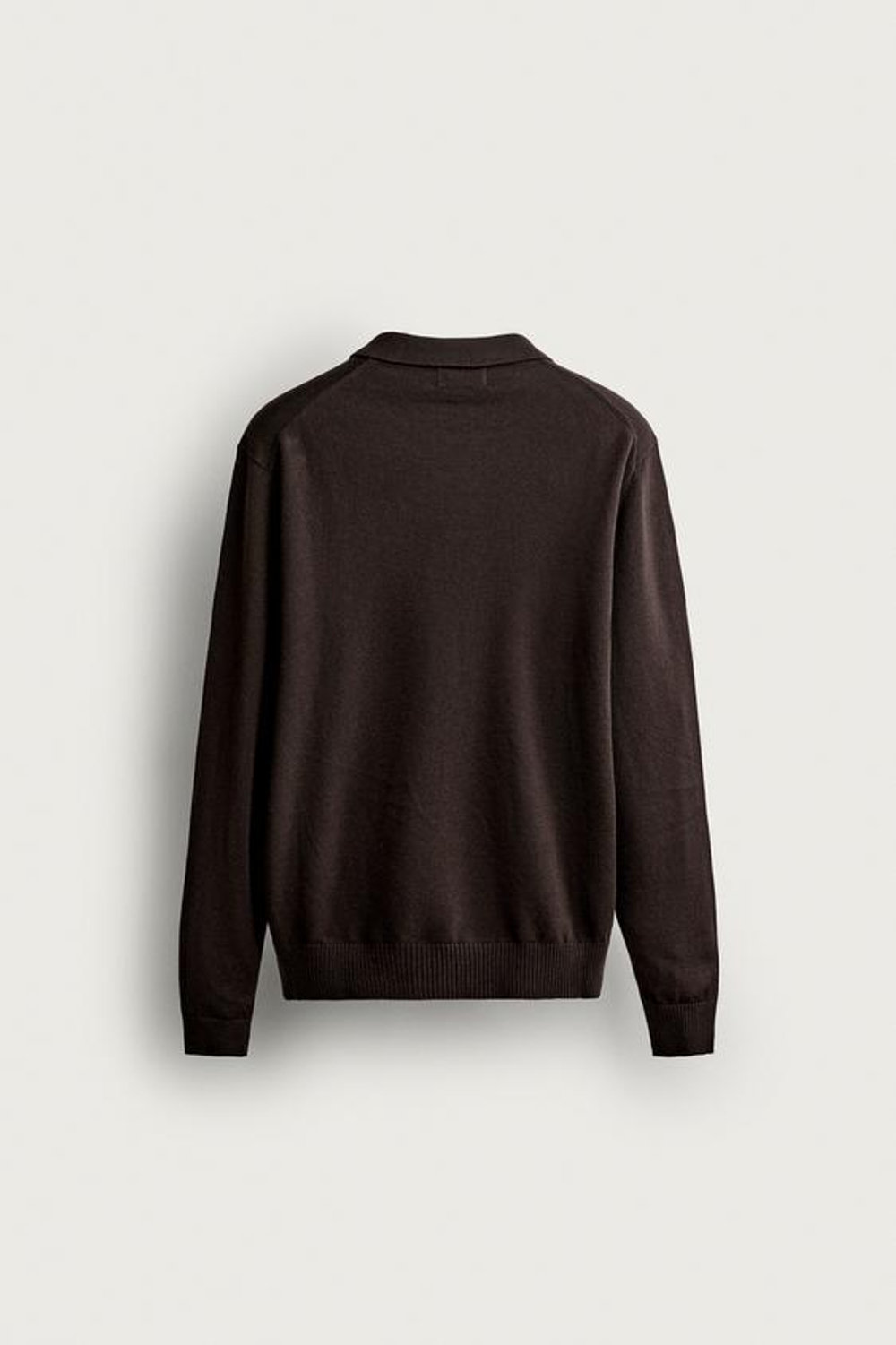 ZARA ТРИКОТАЖНОЕ ПОЛО ИЗ ХЛОПКА И ЛЬНА, КОРИЧНЕВЫЙ
