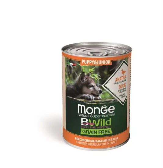 Monge Dog Bwild GRAIN FREE Puppy&Junior для щенков беззерновой утка с тыквой и кабачками для всех пород 400 гр
