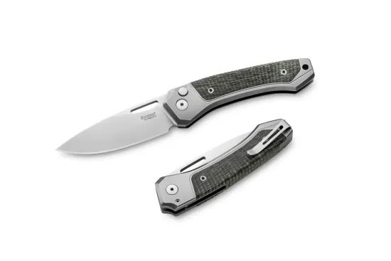 Нож складной Lion Steel Twain TW GY CVG - сталь MagnaCut, ркоять - зеленая канвас микарта