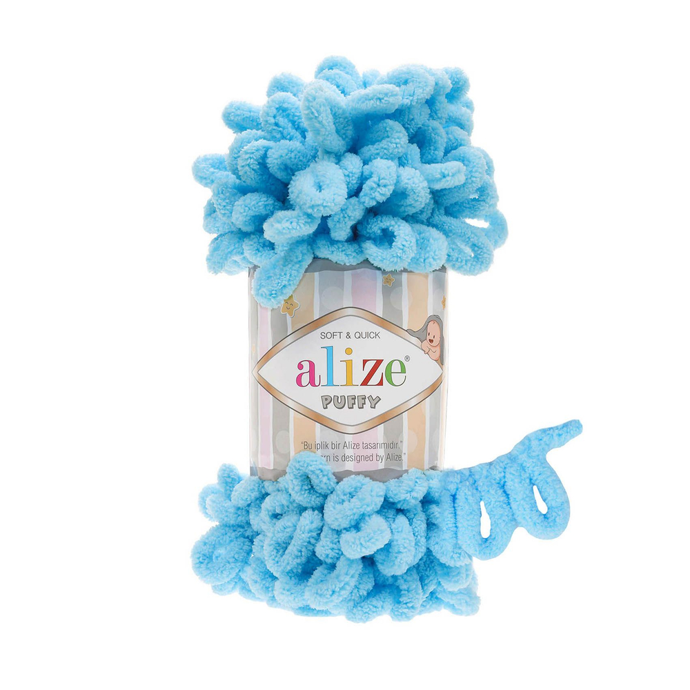 Пуффи (Puffy) пряжа Alize 100%микрополиэстер 5х100г/9,2 м 287 св.бирюзовый