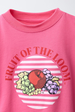 ZARA - FRUIT OF THE LOOM™ ФУТБОЛКА С ПРИНТОМ, НЕОНОВЫЙ РОЗОВЫЙ
