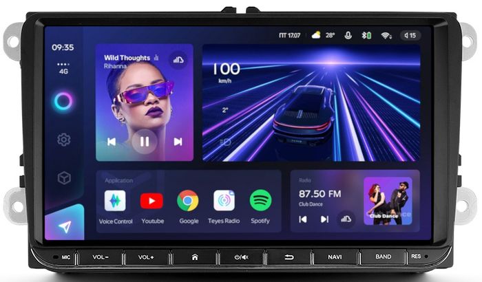 Магнитола для Volkswagen T5, T6, Tiguan, Passat, Polo, Jetta, Amarok, Golf и др., Skoda Octavia, Fabia, Rapid - Teyes CC3L дисплей 9" IPS на Android 10, CarPlay, 4G SIM-слот
