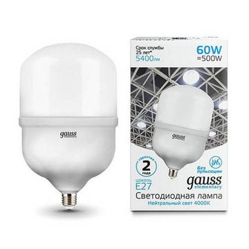 Светодиодная лампа Gauss Elementary LED T160 E27 60W 5400lm 180-240V 4000K 63226
