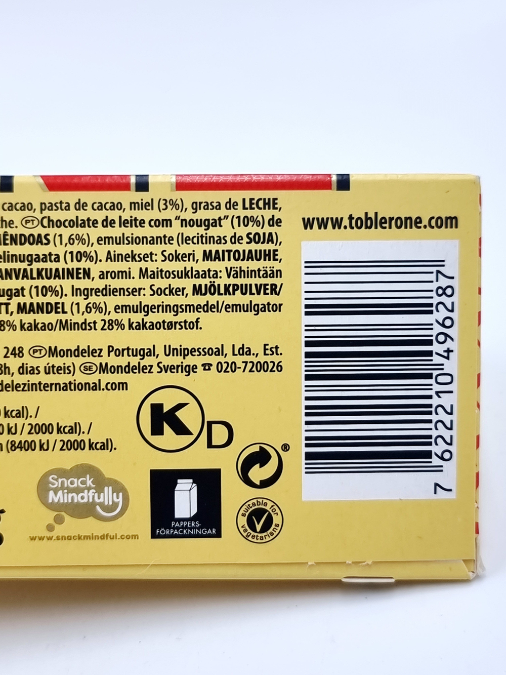 Швейцарский молочный шоколад Toblerone 360 г (Швейцария)