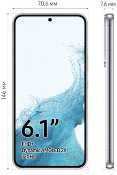 Смартфон Samsung Galaxy S22 8/256 ГБ, Белый фантом