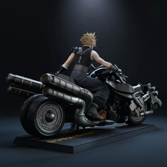 Cloud on a motorcycle - Final Fantasy