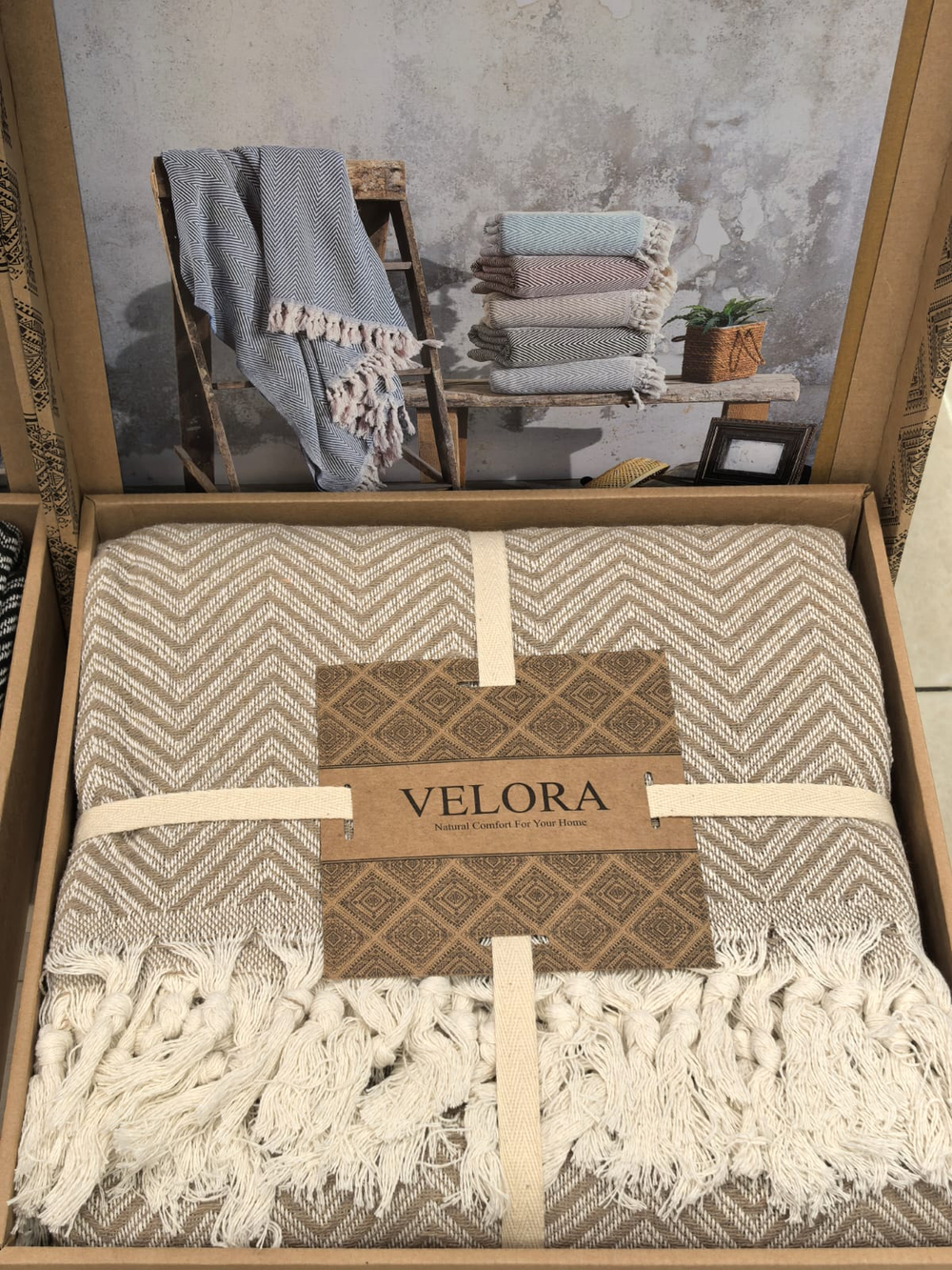 Velora Home Плед Двухцветный-2 V дизайн бежевый цвет 200х230 100% Хлопок