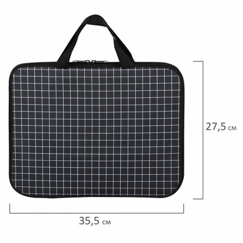 Папка на молнии с ручками BRAUBERG А4, 1 отделение, полиэстер, 20 мм, "Checkered", 272173