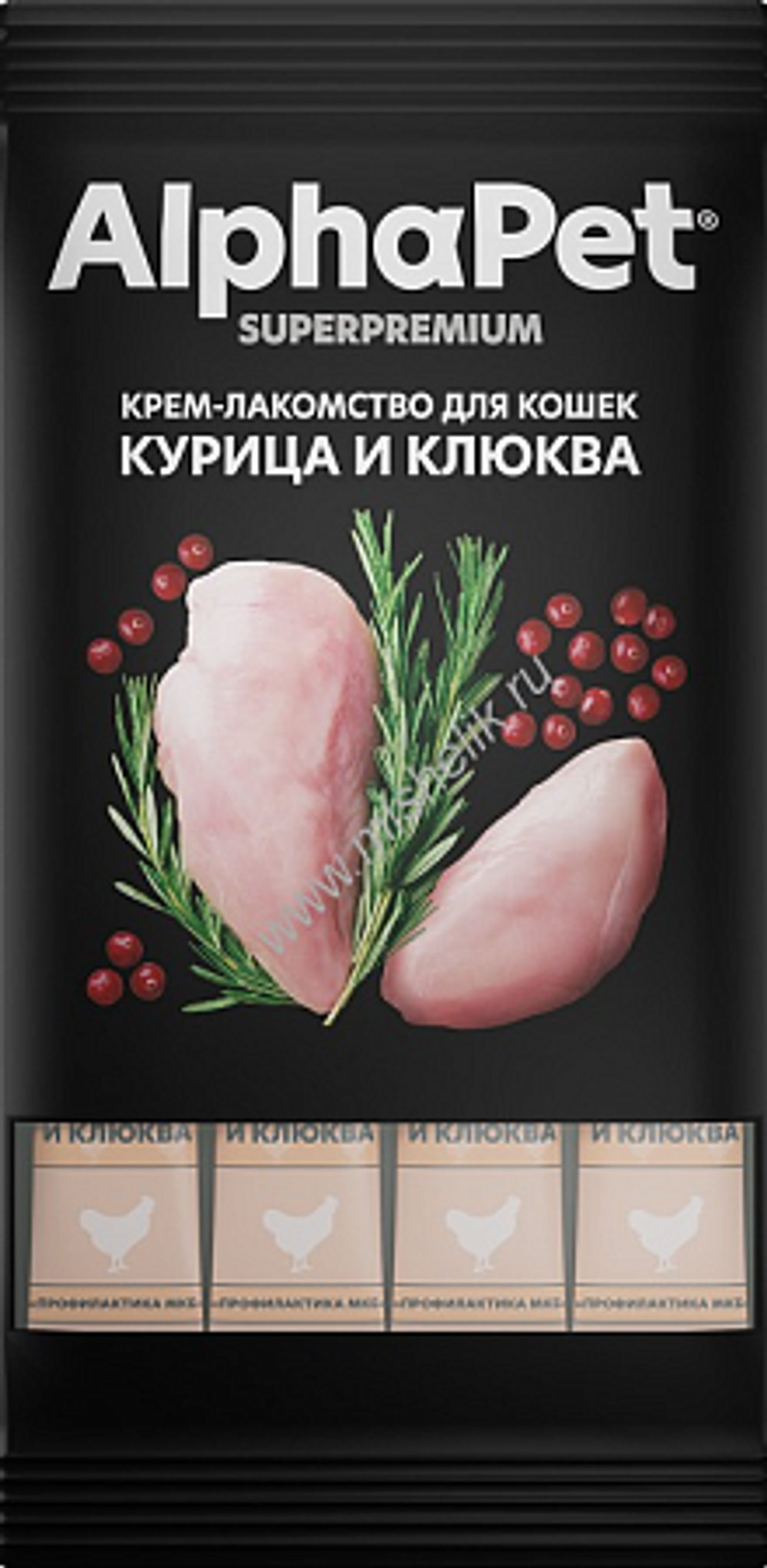 ALPHA PET Superpremium Крем-лакомство для кошек курица и клюква 0,048 кг