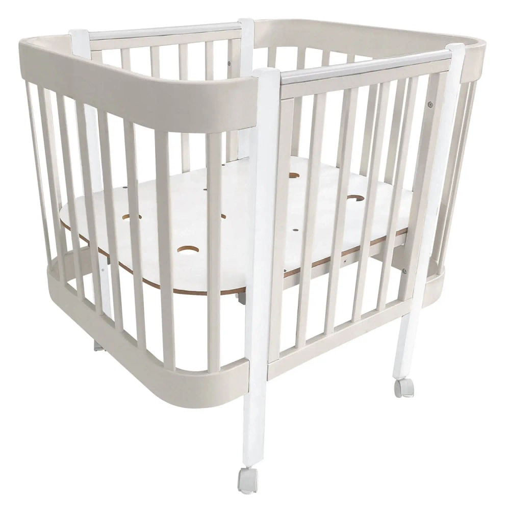 Кровать детская Indigo Italiano Baby продольный маятник на колесах кашемир-белый