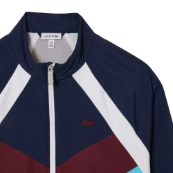 Детская теннисная толстовка Lacoste Recycled Fiber Colourblock Zipped - navy blue/white/bordeuax/blue