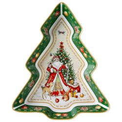 БЛЮДО LEFARD "ДЕД МОРОЗ" В ФОРМЕ ЕЛКИ 25*21*4 СМ ЗЕЛЕНОЕ (КОР=8ШТ.)