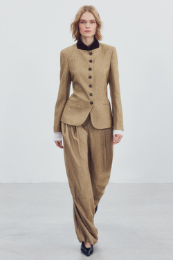 ZARA КОМБИНИРОВАННЫЙ БЛЕЙЗЕР — ZW COLLECTION, МЯГКИЙ КАШТАНОВЫЙ