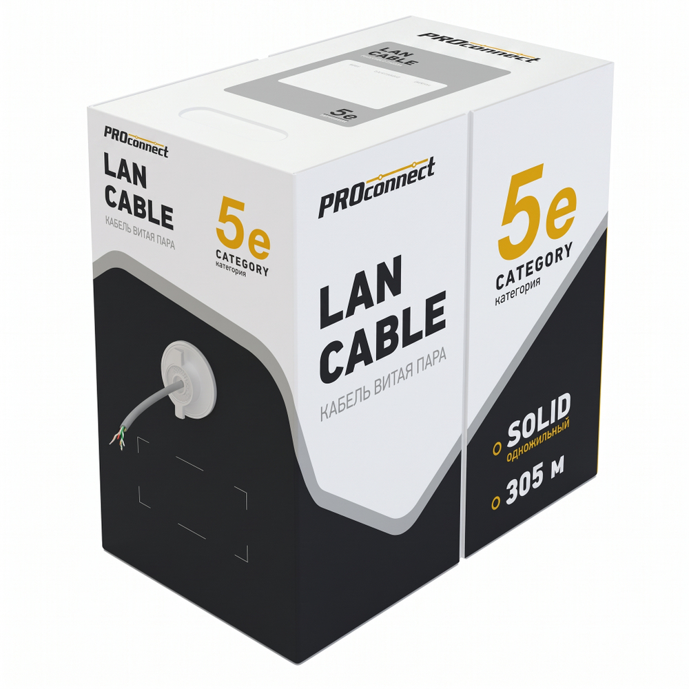 Кабель UTP 4PR 24AWG CCA CAT5e PVC серый Proconnect