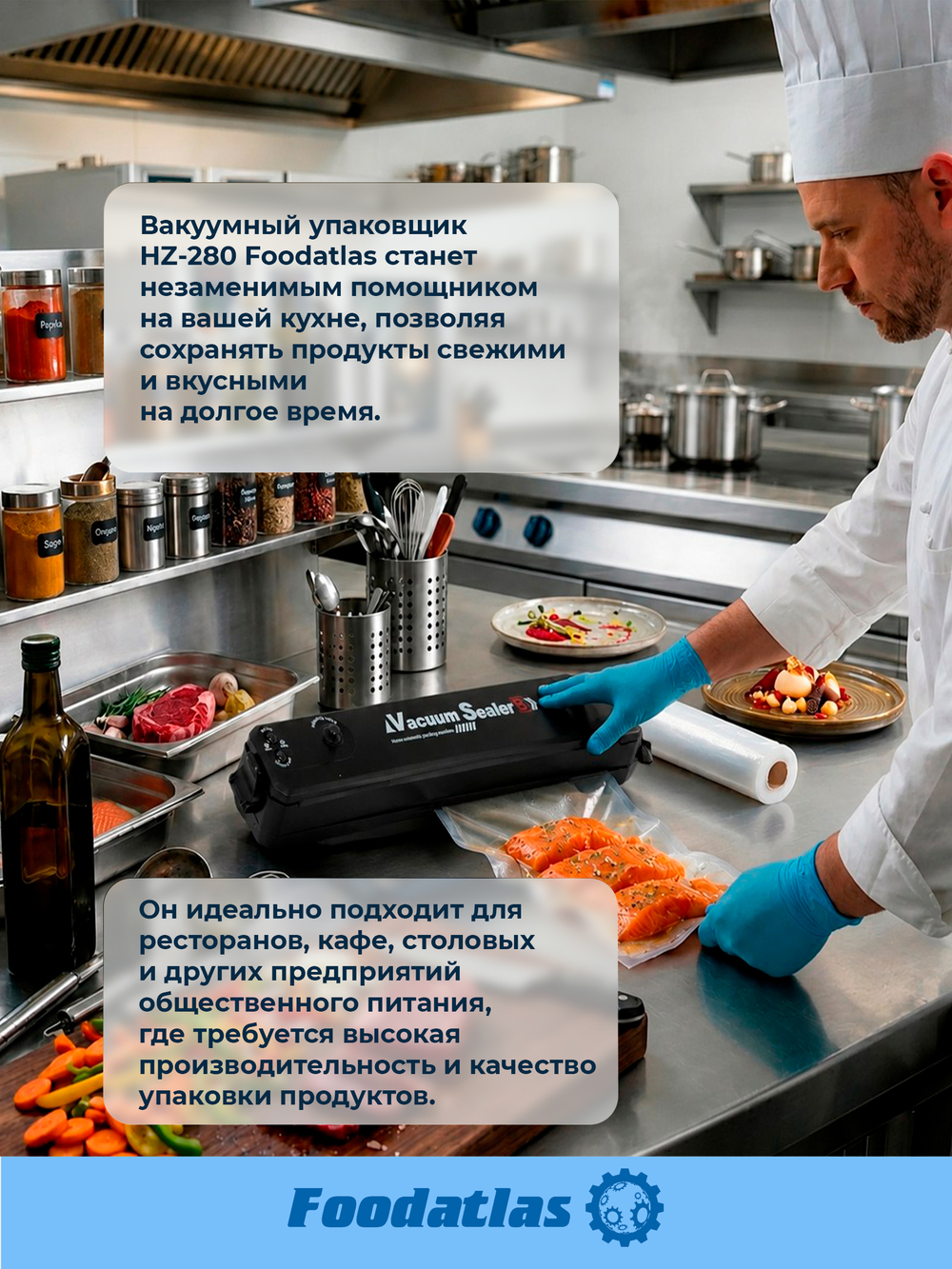Вакуумный упаковщик HZ-280 Foodatlas