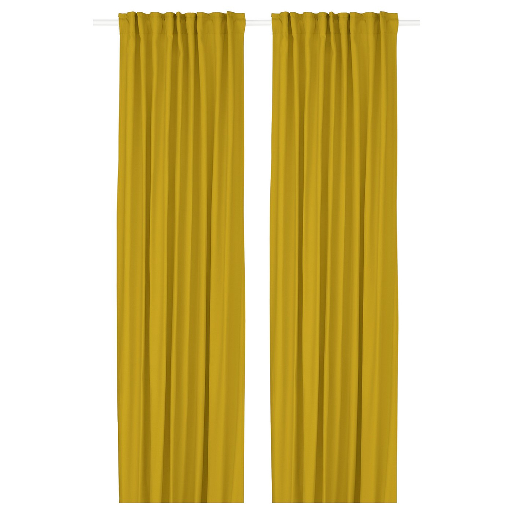 IKEA GINSTMOTT  (ИКЕА ГИНСТМОТТ)  -  Штора, 2 шт - жёлтая/на тесьме 145x300 см
