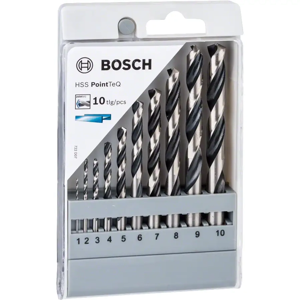 Набор из 10 спиральных сверл HSS PointTeQ, 1–10 мм BOSCH 2608577348