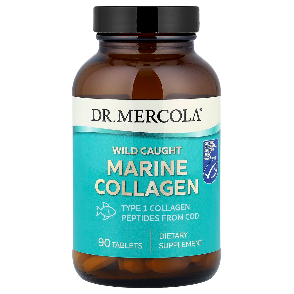Dr. Mercola, Морской коллаген из дикой рыбы, 90 таблеток (0,5 г в 1 таблетке)