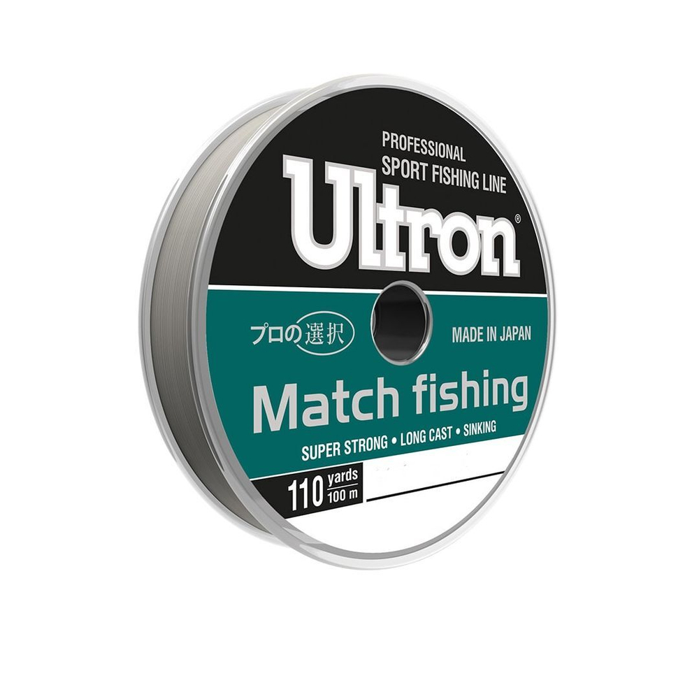Монофильная леска для рыбалки ULTRON Match Fishing 0,230 мм, 6,0 кг, 100 м, светло-голубая, 1 штука. Товар уцененный