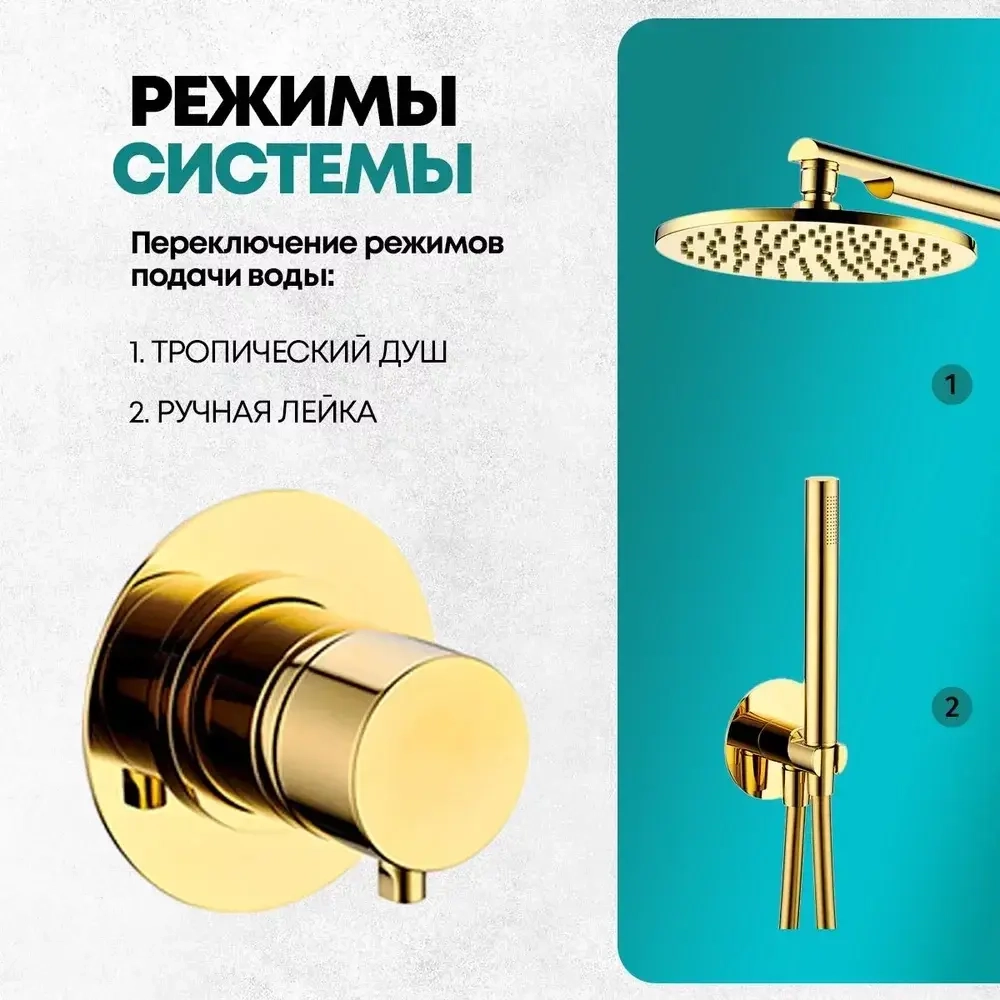 Душевой комплект Grocenberg GB5090GO Золото